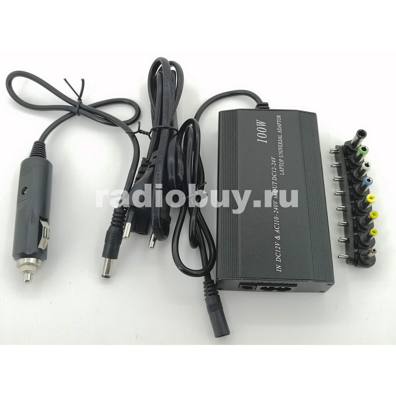 Блок питания универсальный для ноутбука, вход 220V или 12V, выход 12-24V, 100W
