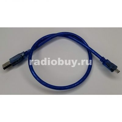 Дата-кабель USB - micro USB, синий, 0,5м