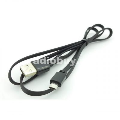 Дата-кабель REMAX, USB - micro USB, чёрный, плоский, 1м