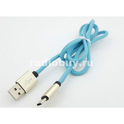 Дата-кабель USB - Type C, 1м, кожанный шнурок