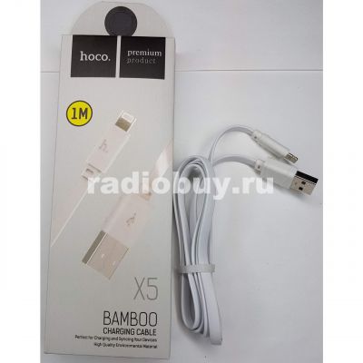 Дата-кабель Hoco X5 Bamboo, USB - micro USB, белый, 1м