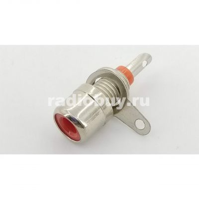 Разъем RCA гнездо, (на корпус с гайкой) металл, красный