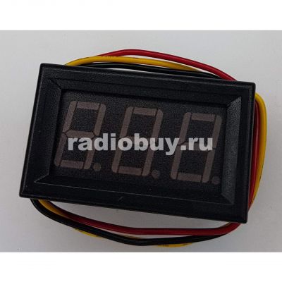 Безкорпусный цифровой вольтметр LED, DC (0-30V) 3-х проводной, рамка, цифры синие