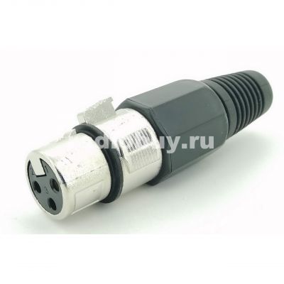 Разъем XLR (Canon) 3pin гнездо на кабель, цанга, черный