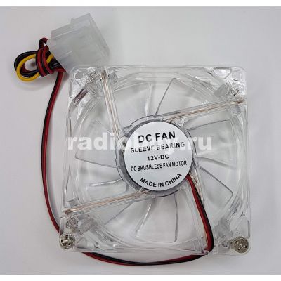 Вентилятор 80х80х25мм, 12V, 0,20А с RGB- подсветкой