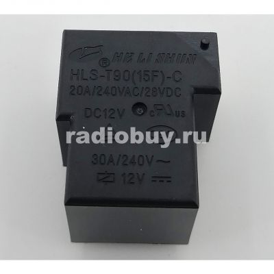 Реле HLS-T90 (15F, 832) (DC12V-30A-1A) 32,5x27,5x20,4, 6 контактов (Ruichi) контакты под пайку