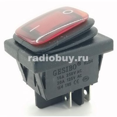 Переключатель IRS-201-3A, красный, с подсветкой (2on-off), влагозащита
