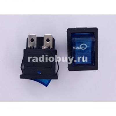 Минипереключатель MIRS-201-2 (KCD1-201N-4), синий, с подсветкой (2on-off)