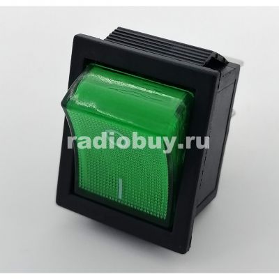 Переключатель IRS-201-1C, зелёный, с подсветкой (2on-off)