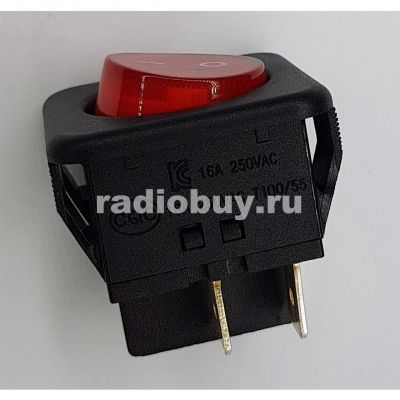 Переключатель RK1-05, красный, без подсветки (2on-off)