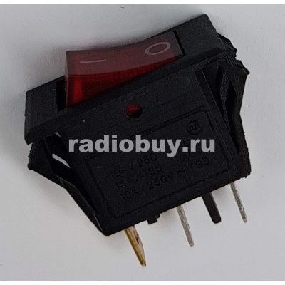Переключатель KCD3-B2A-101N11CRB, красный, с подсветкой (on-off)