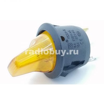 Минипереключатель MIRS-101-9H, жёлтый, с подсветкой (on-off)