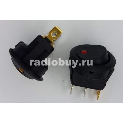 Переключатель IRS-101E-8C, черный/красный глазок, с подсветкой (on-off)