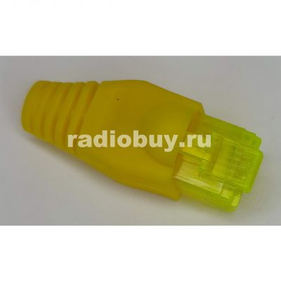 Джек 8Р8С (линия), RJ45 желтый, с колпачком пластиковым