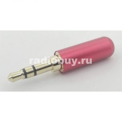 Джек 3,5 стерео, металл, GOLD, красный, без обтиратора