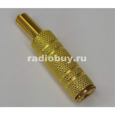 Гнездо 3.5 стерео на кабель, металл, GOLD