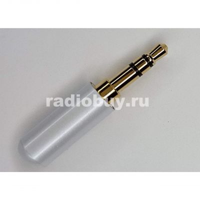 Джек 3,5 стерео, металл, GOLD, белый, без обтиратора