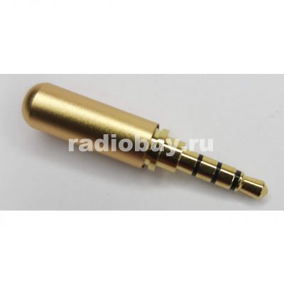 Джек 3,5 4-pole, металл, GOLD, бежевый, без обтиратора