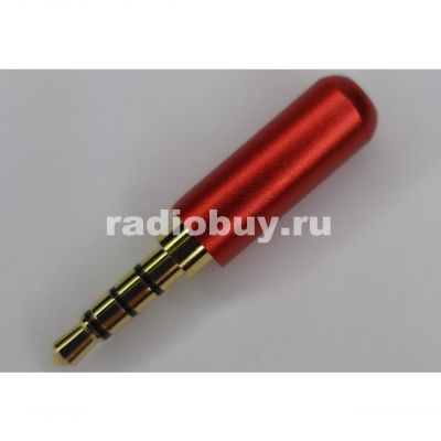 Джек 3,5 4-pole, металл, GOLD, красный, без обтиратора