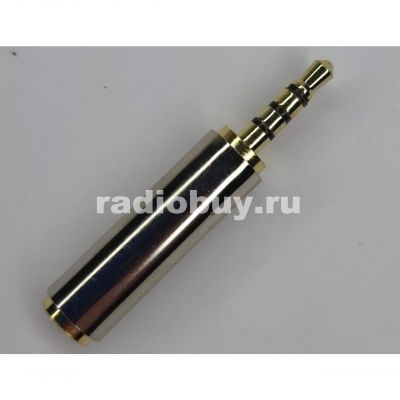 Джек 3,5 4-pole, металл, GOLD, металик матовый, без обтиратора