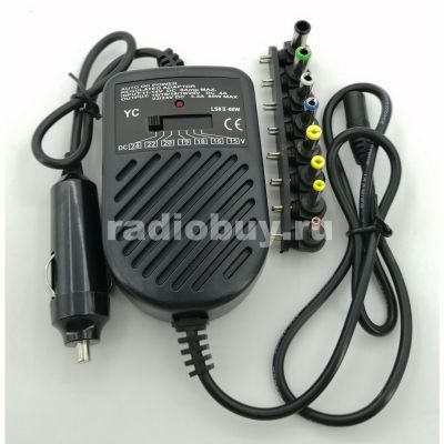 Блок питания универсальный для ноутбука, вход 12V, выход 12-24V, 80W, автомобильный