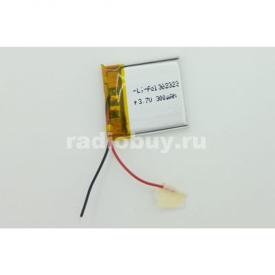 Аккумулятор 302323, 3,7V, 300mAh, Li-pol