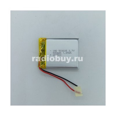 Аккумулятор 503035, 3,7V, 500mAh, Li-pol