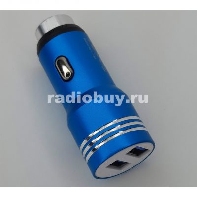Мини адаптер в автоприкуриватель, 2хUSB, выход 2,1А, 12-24V
