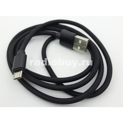 Дата-кабель USB - micro USB, чёрный, 1м