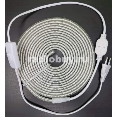 Светодиодная лента 5м, 120SMD 2835, белый теплый 3200К, 220V, IP65