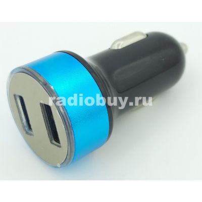 Адаптер в автоприкуриватель, 2хUSB, с вольтметром