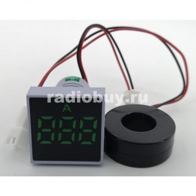Амперметр цифровой LED AD-16-22FSA, 20-500VAC, 0-100A, цифры зелёные