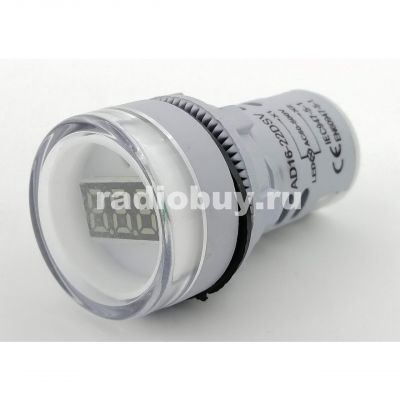 Вольтметр цифровой LED AD16-22DSV белый 22мм, 60-500VAC