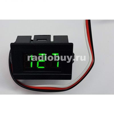 Безкорпусный цифровой вольтметр LED, DC (0-99,9V), 0,56 дюйма, 3-х проводной, рамка, цифры зеленые