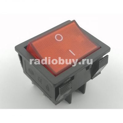 Переключатель красный, широкий (3on-off), 16A
