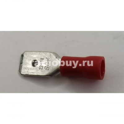 Штекер плоский изолированный, 6,3, красный
