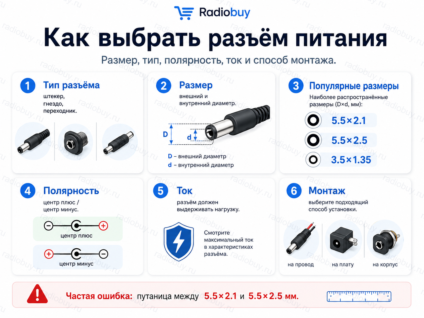 Как выбрать разъём питания: тип, размер, полярность, ток и способ монтажа